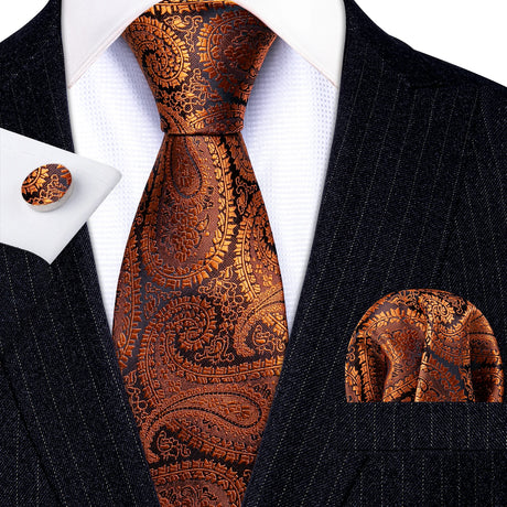 Luxury Jacquard Gold Silk Men Tie