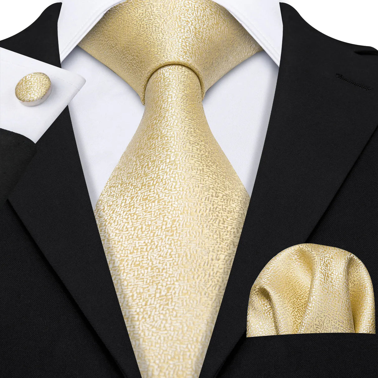 Luxury Jacquard Gold Silk Men Tie