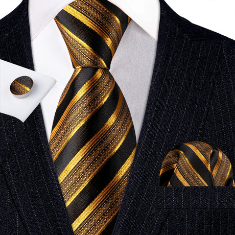 Luxury Jacquard Gold Silk Men Tie