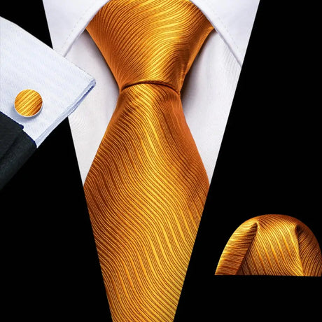 Luxury Jacquard Gold Silk Men Tie