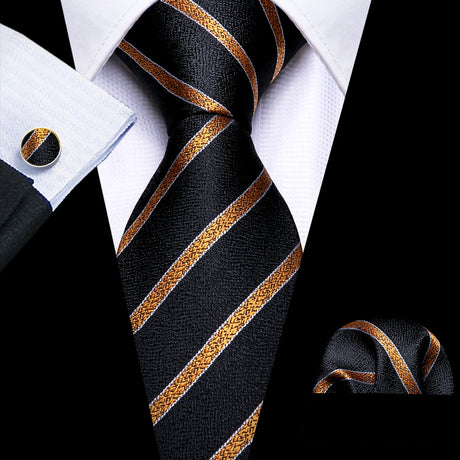 Luxury Jacquard Gold Silk Men Tie