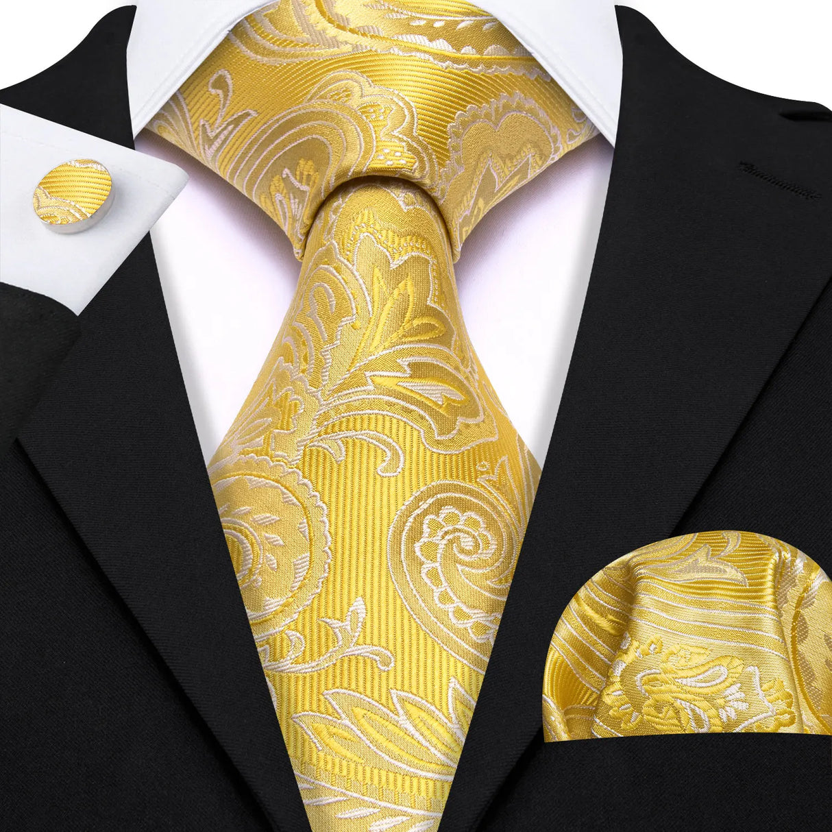 Luxury Jacquard Gold Silk Men Tie