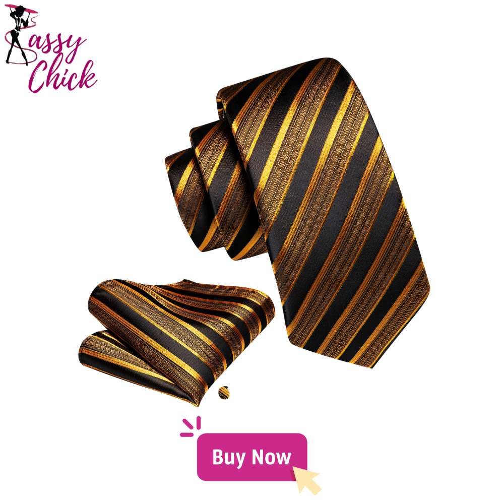 Luxury Jacquard Gold Silk Men Tie