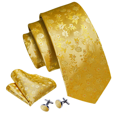 Luxury Jacquard Gold Silk Men Tie