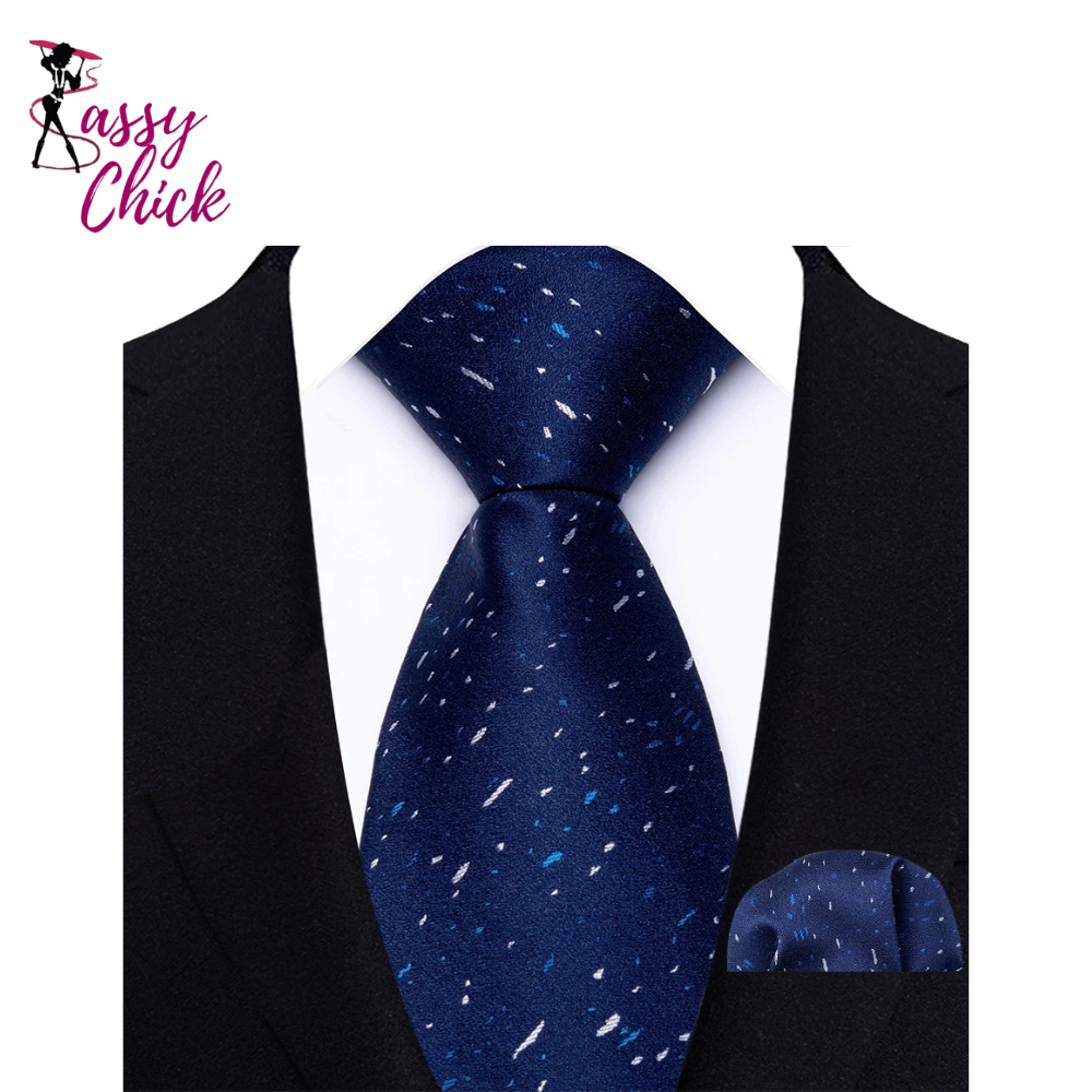 Luxury Jacquard Handkerchief Set Dot Plaid 8CM Tie Sassy Chick Logo