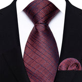 Red Luxury Jacquard Handkerchief Set Dot Plaid 8CM Tie