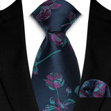 Blue Luxury Jacquard Handkerchief Set Dot Plaid 8CM Tie