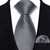 Gray Luxury Jacquard Handkerchief Set Dot Plaid 8CM Tie