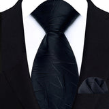 Black Luxury Jacquard Handkerchief Set Dot Plaid 8CM Tie
