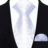White Luxury Jacquard Handkerchief Set Dot Plaid 8CM Tie