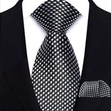Black Luxury Jacquard Handkerchief Set Dot Plaid 8CM Tie