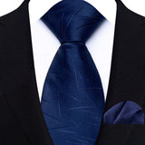Blue Luxury Jacquard Handkerchief Set Dot Plaid 8CM Tie
