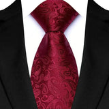 Red Luxury Jacquard Woven 8CM Business Wedding Necktie