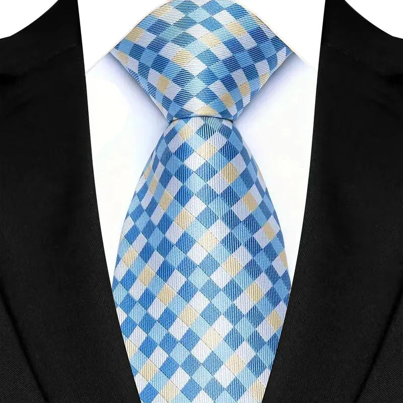 Blue Luxury Jacquard Woven 8CM Business Wedding Necktie