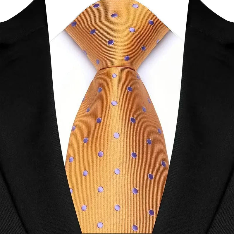 Gold Luxury Jacquard Woven 8CM Business Wedding Necktie