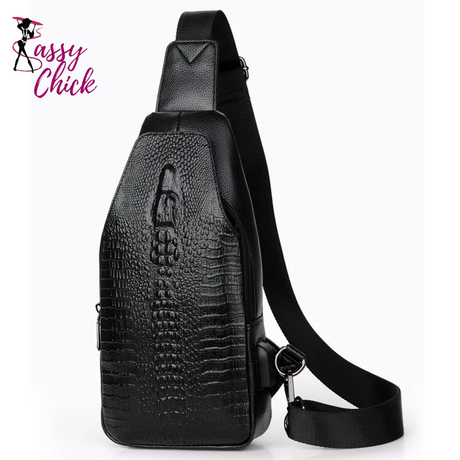 Luxury Leather Chest Bag Sassy Chick Logo