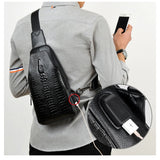 Model Using Luxury Leather Chest Bag