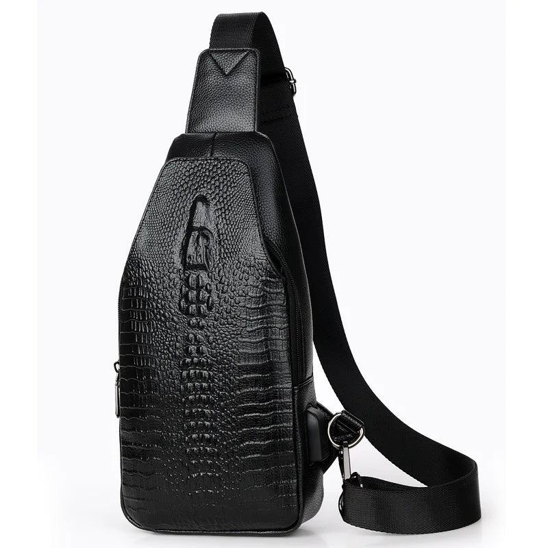 Black Luxury Leather Chest Bag