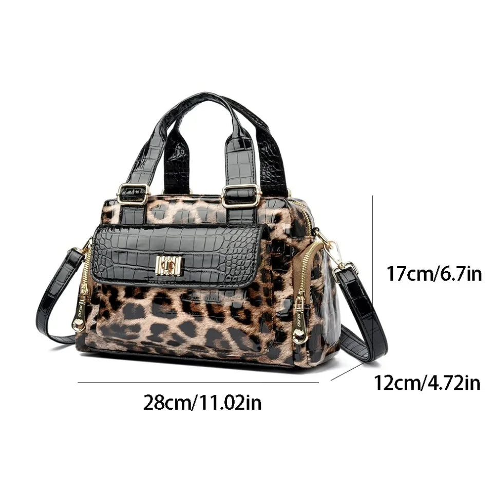 Size of Luxury Leopard Print Shoulder Crossbody Bag