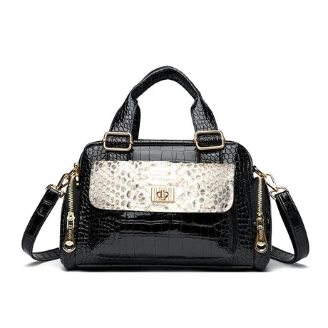Black Luxury Leopard Print Shoulder Crossbody Bag