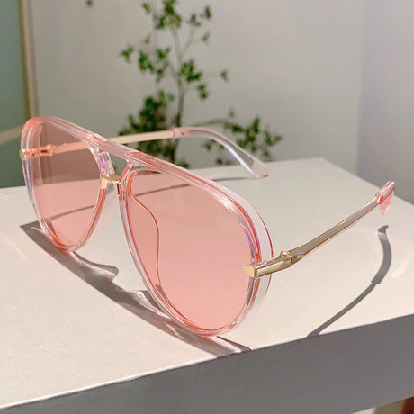 Pink Luxury Metal Decoration Women Sunglasses