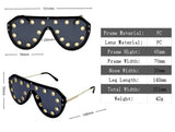 Size of Luxury Metal Rivet Oversized One-piece Sunglasses