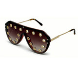 Luxury Metal Rivet Oversized One-piece Sunglasses