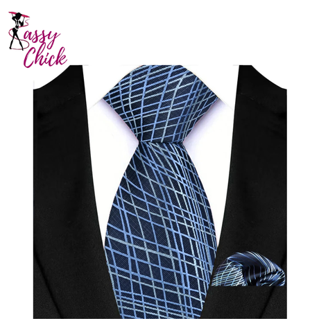 Luxury Navy Pocket Square 8cm Necktie Gravata Sassy Chick Logo