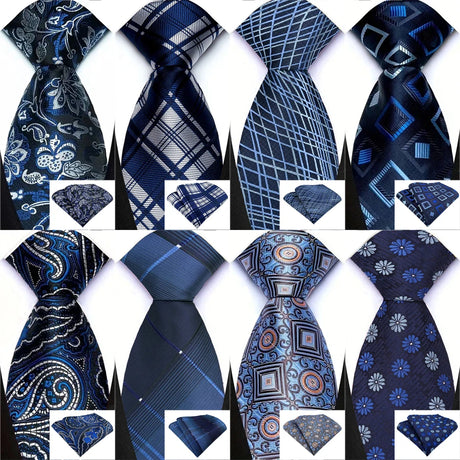 Collection of Luxury Navy Pocket Square 8cm Necktie Gravata