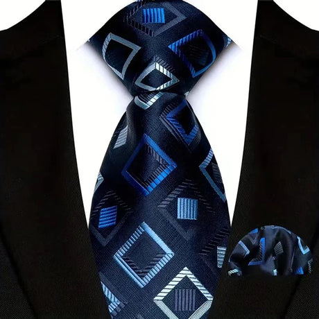 Luxury Navy Pocket Square 8cm Necktie Gravata