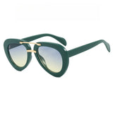 Green Luxury Oval Female High Quality Outdoors Sunglasses