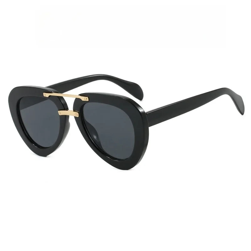 Black Luxury Oval Female High Quality Outdoors Sunglasses