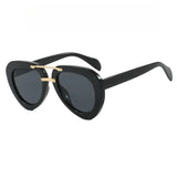 Black Luxury Oval Female High Quality Outdoors Sunglasses