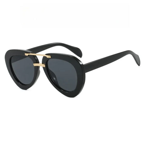 Black Luxury Oval Female High Quality Outdoors Sunglasses