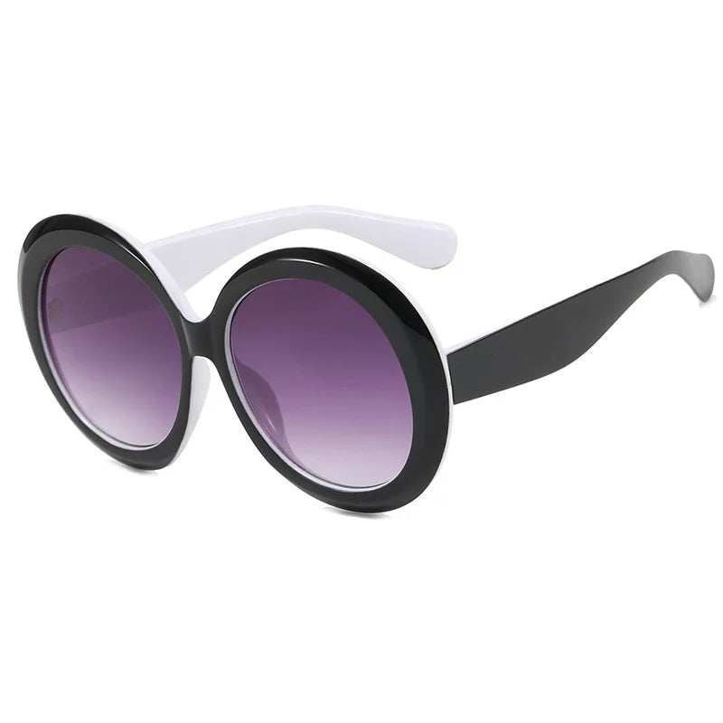 Black White Luxury Oversized Round  Goggles Sunglasses