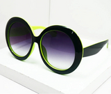 Black Yellow Luxury Oversized Round  Goggles Sunglasses