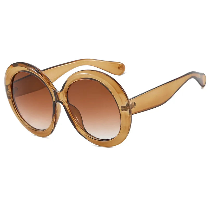 Brown Luxury Oversized Round  Goggles Sunglasses