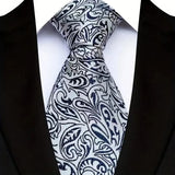 White Black Luxury Paisley Floral  8CM Necktie