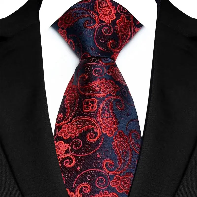 Red Luxury Paisley Floral  8CM Necktie