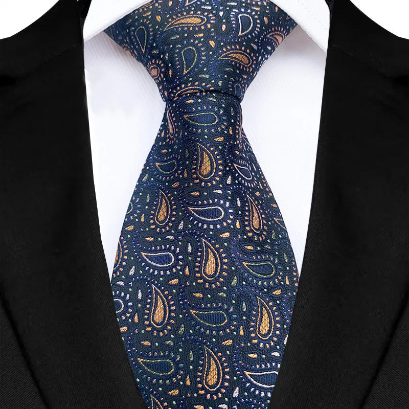 Blue Luxury Paisley Floral  8CM Necktie