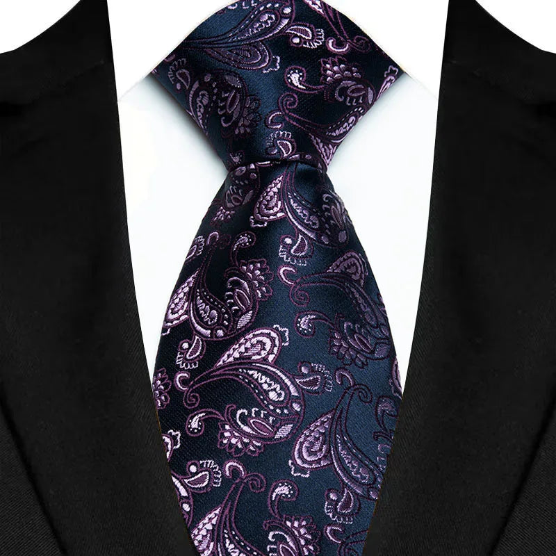 Blue Purple Luxury Paisley Floral  8CM Necktie
