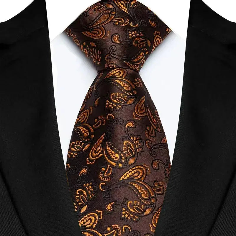 Brown Luxury Paisley Floral  8CM Necktie