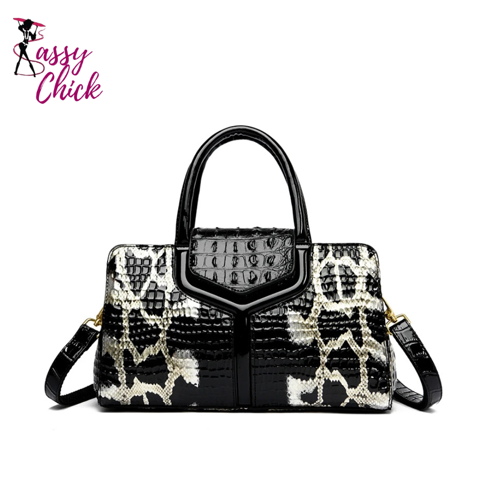 Luxury Patent Leather Shoulder Crossbody Bag Sassy Chick Logo