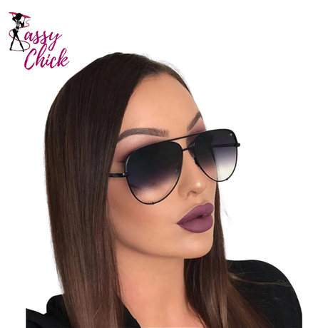 Luxury Pilot Vintage Oversized Sunglasses Sassy Chick Logo