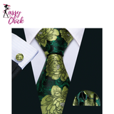 Luxury Pocket Square Cufflink Set Floral Silk Necktie Sassy Chick Logo