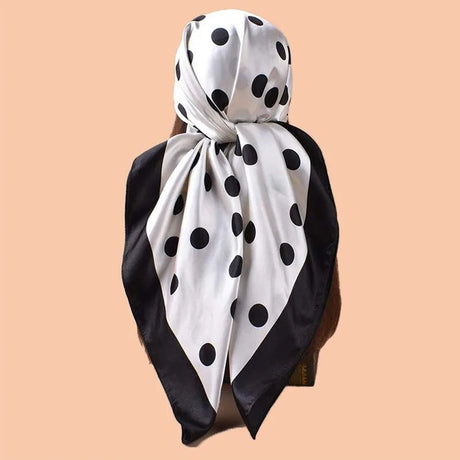 Luxury Polka Dots Silk Square Scarf 