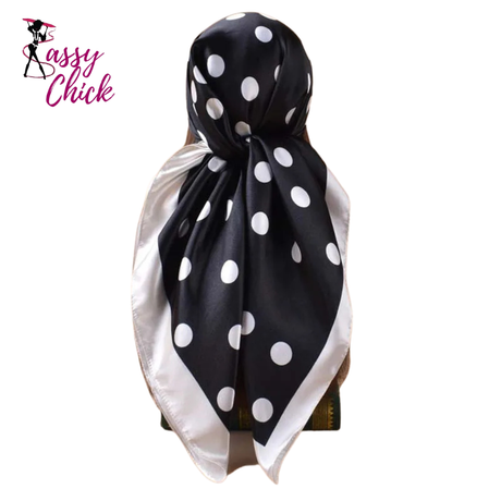 Luxury Polka Dots Silk Square Scarf Sassy Chick Logo