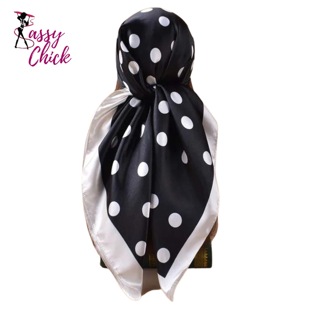 Luxury Polka Dots Silk Square Scarf Sassy Chick Logo