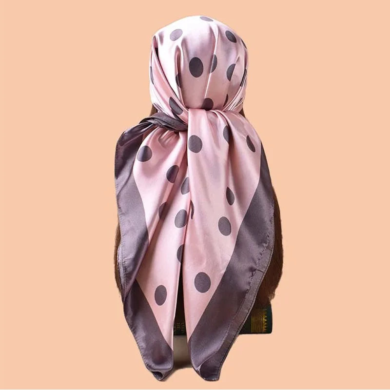 Pink Luxury Polka Dots Silk Square Scarf