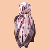 Pink Luxury Polka Dots Silk Square Scarf